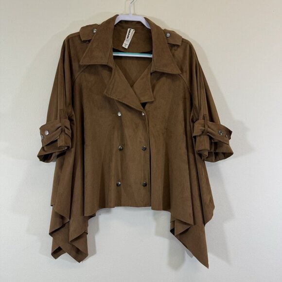 Amadi Jackets & Blazers - Anthropologie Amadi Faux Suede Double-breasted Jacket Size M Oversized